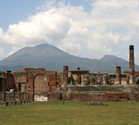 Thumbnail: the forum at Pompeii, with Vesuvius in the background