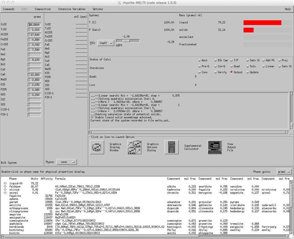 rhyolite-MELTS GUI
