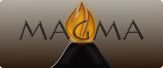 MAGMA logo: a volcano with a fire fountain based on the Caltech logo